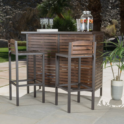 Ensemble de bar bistrot d'extérieur 3 pièces en bois d'acacia Milos par Christopher Knight Home
