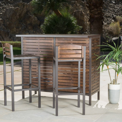 Ensemble de bar bistrot d'extérieur 3 pièces en bois d'acacia Milos par Christopher Knight Home