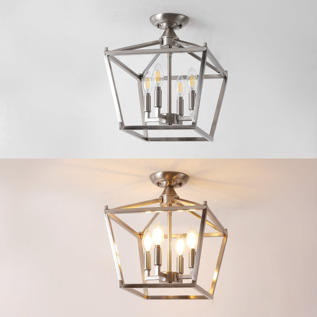 Lanterne miniature Milton à 4 lumières, style ferme moderne, montage encastré à LED, par JONATHAN Y