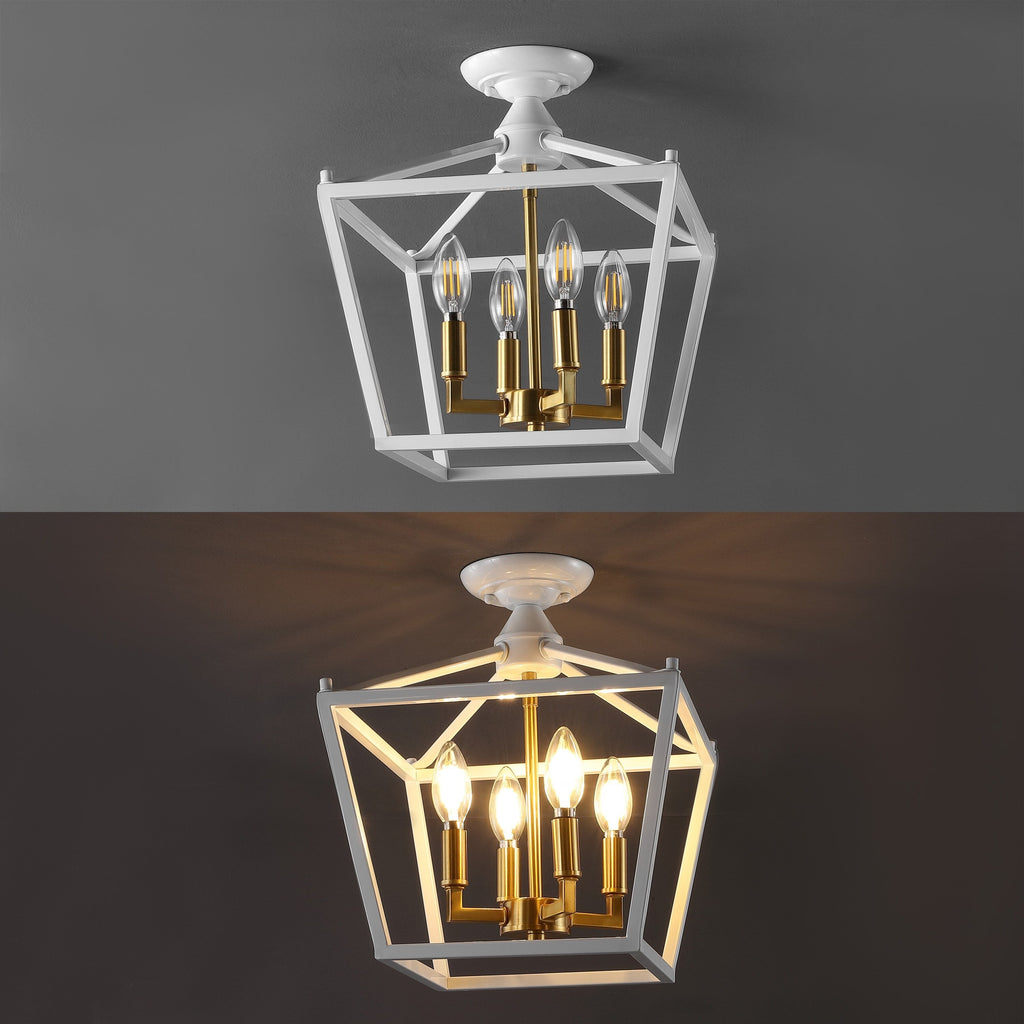 Lanterne miniature Milton à 4 lumières, style ferme moderne, montage encastré à LED, par JONATHAN Y