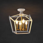 Lanterne miniature Milton à 4 lumières, style ferme moderne, montage encastré à LED, par JONATHAN Y