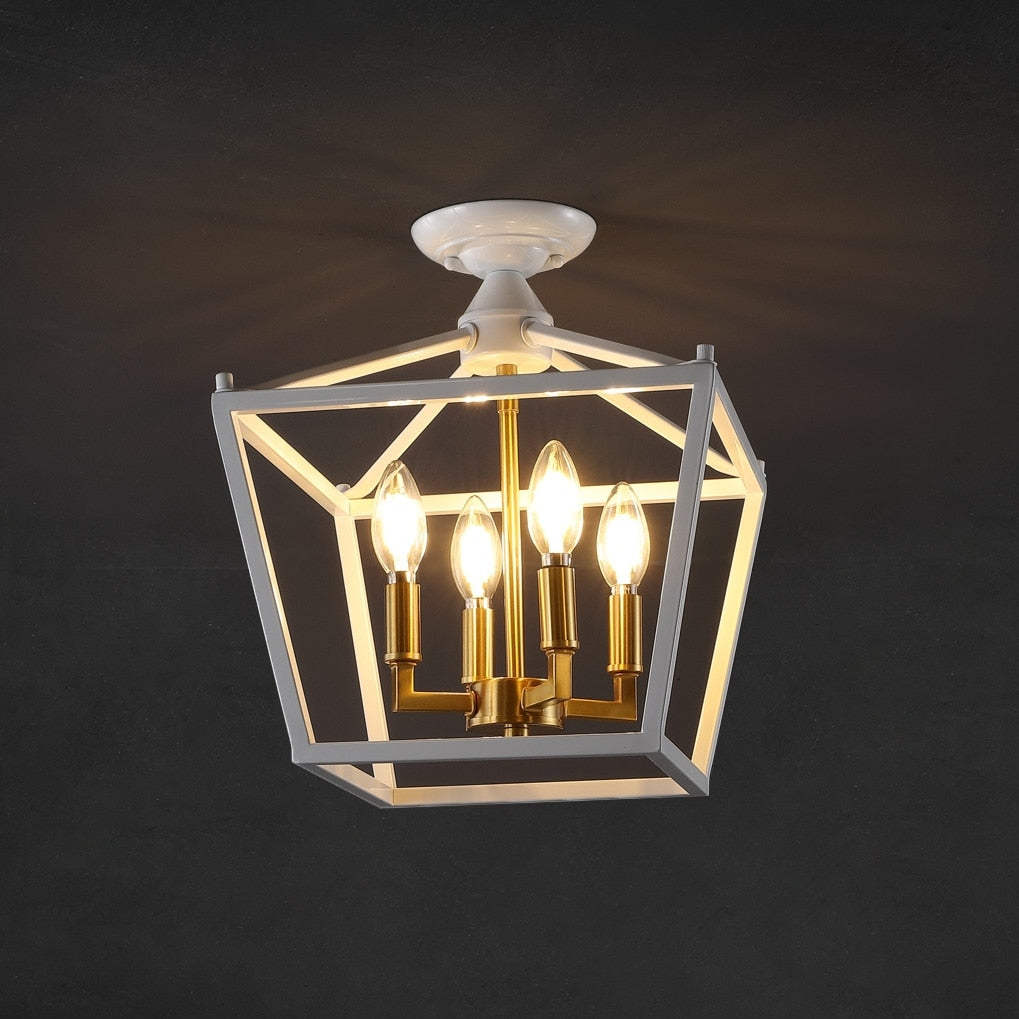 Lanterne miniature Milton à 4 lumières, style ferme moderne, montage encastré à LED, par JONATHAN Y