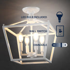 Lanterne miniature Milton à 4 lumières, style ferme moderne, montage encastré à LED, par JONATHAN Y