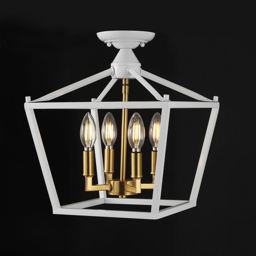 Lanterne miniature Milton à 4 lumières, style ferme moderne, montage encastré à LED, par JONATHAN Y