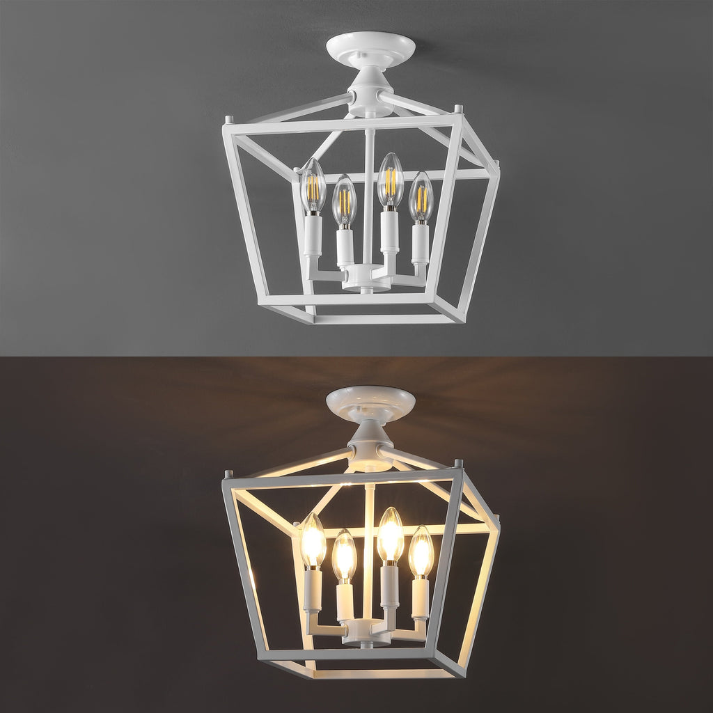Lanterne miniature Milton à 4 lumières, style ferme moderne, montage encastré à LED, par JONATHAN Y