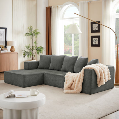 Canapé modulaire en forme de L en tissu chenille minimaliste pour salon