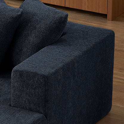 Canapé modulaire en forme de L en tissu chenille minimaliste pour salon