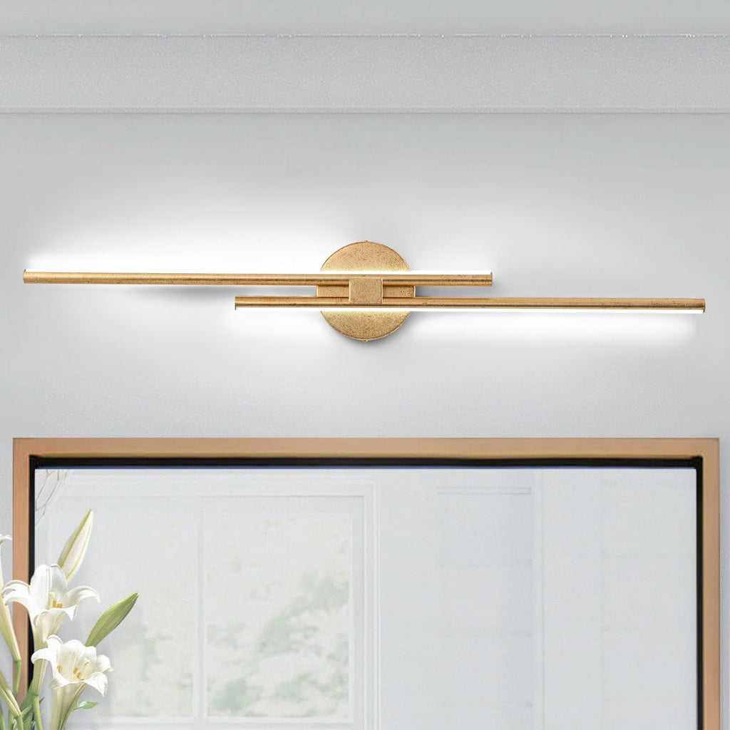 Applique murale linéaire minimaliste en métal à 2 ampoules à LED et intensité variable