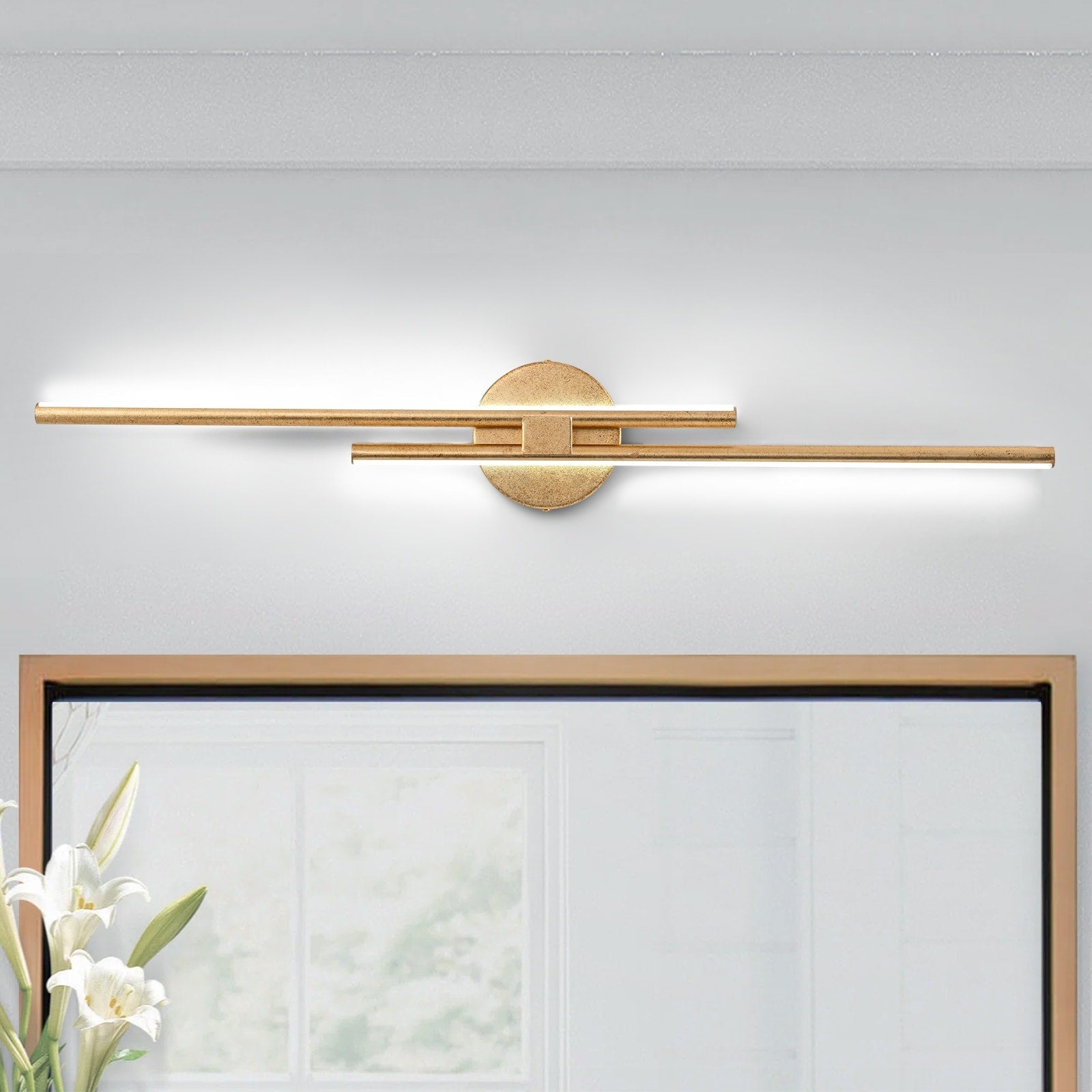 Applique murale linéaire minimaliste en métal à 2 ampoules à LED et intensité variable