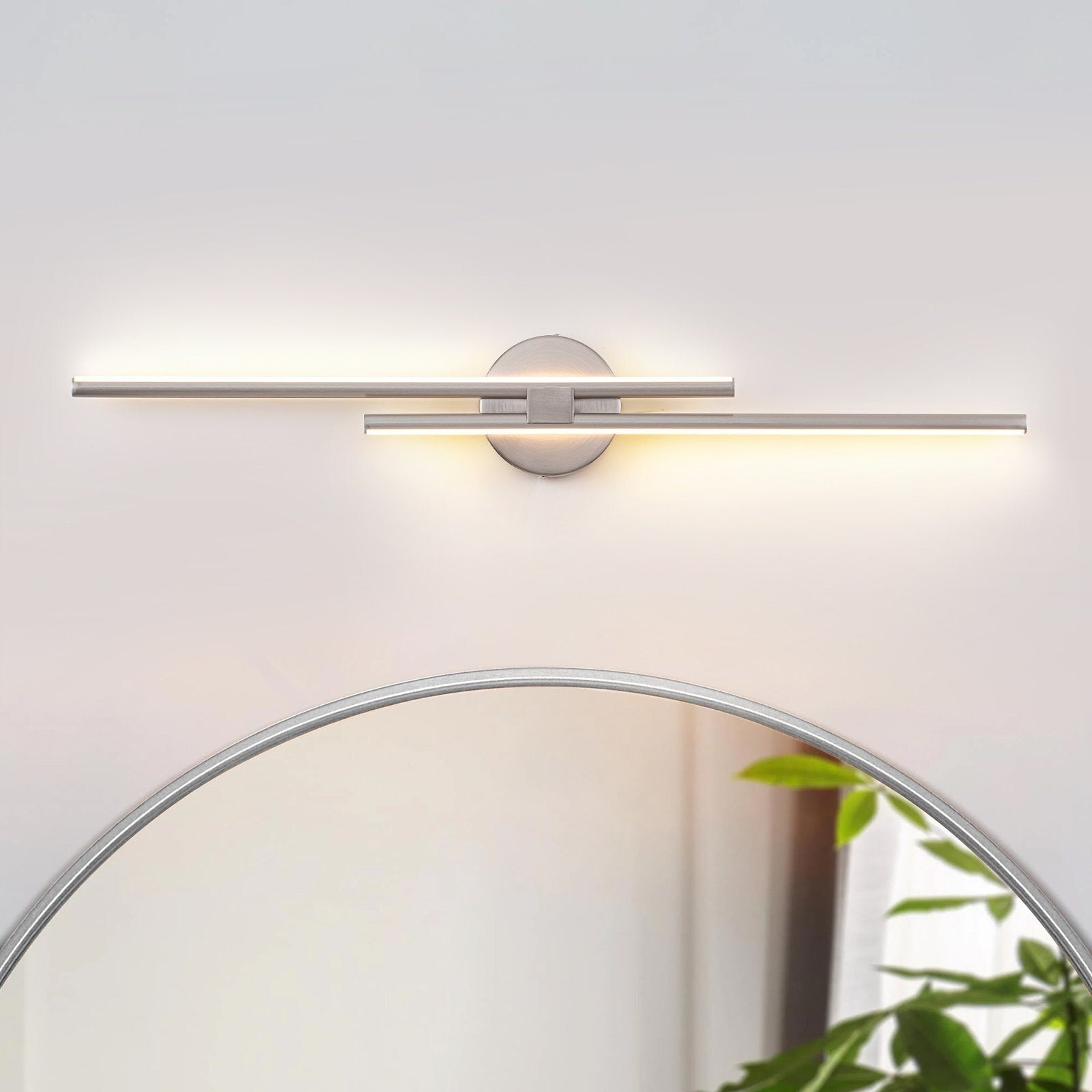 Applique murale linéaire minimaliste en métal à 2 ampoules à LED et intensité variable