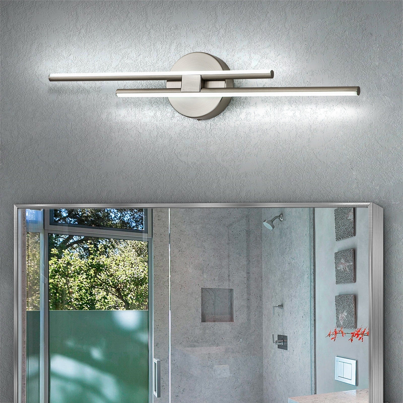 Applique murale linéaire minimaliste en métal à 2 ampoules à LED et intensité variable