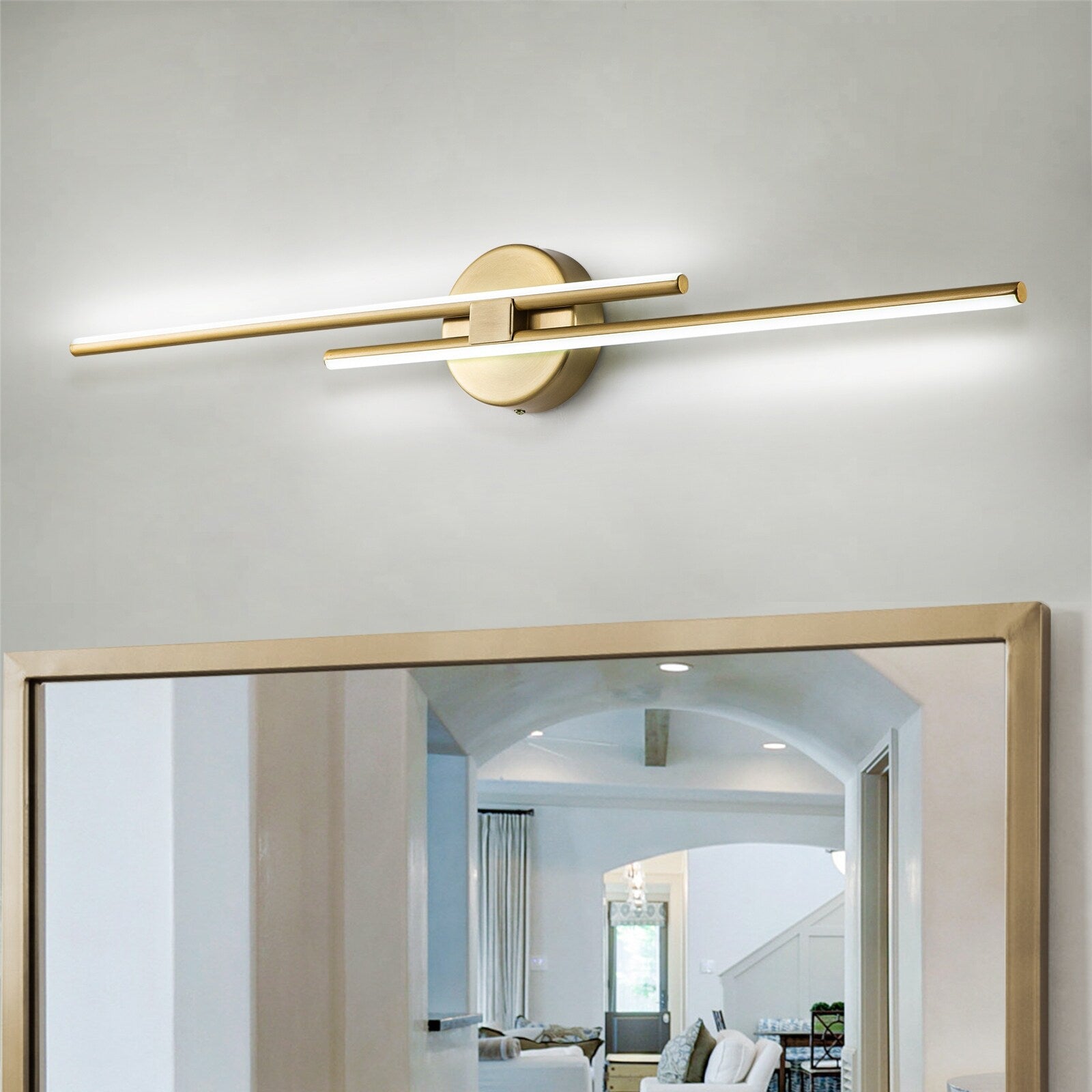 Applique murale linéaire minimaliste en métal à 2 ampoules à LED et intensité variable