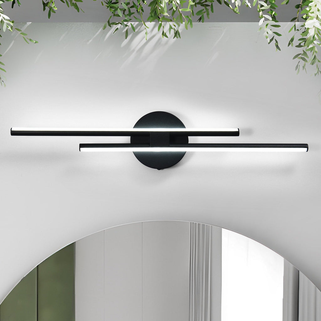 Applique murale linéaire minimaliste en métal à 2 ampoules à LED et intensité variable