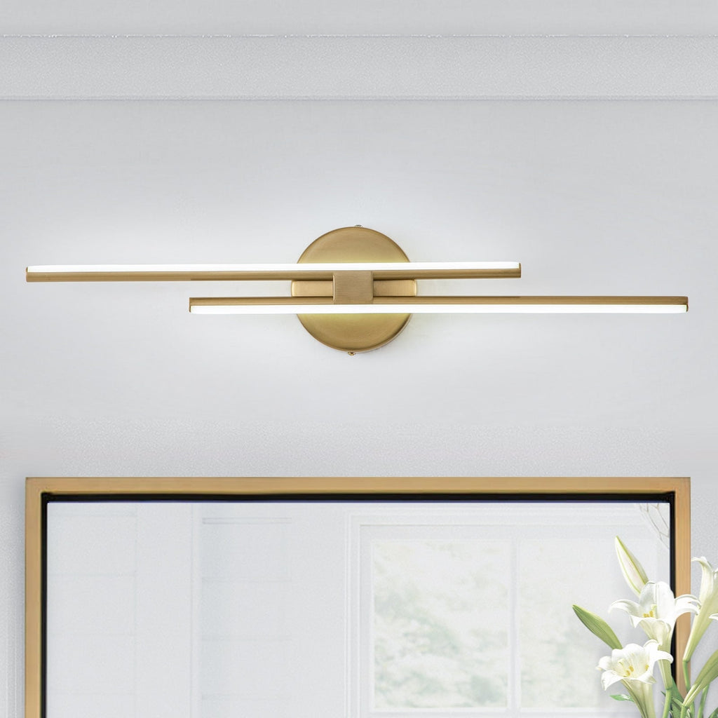Applique murale linéaire minimaliste en métal à 2 ampoules à LED et intensité variable