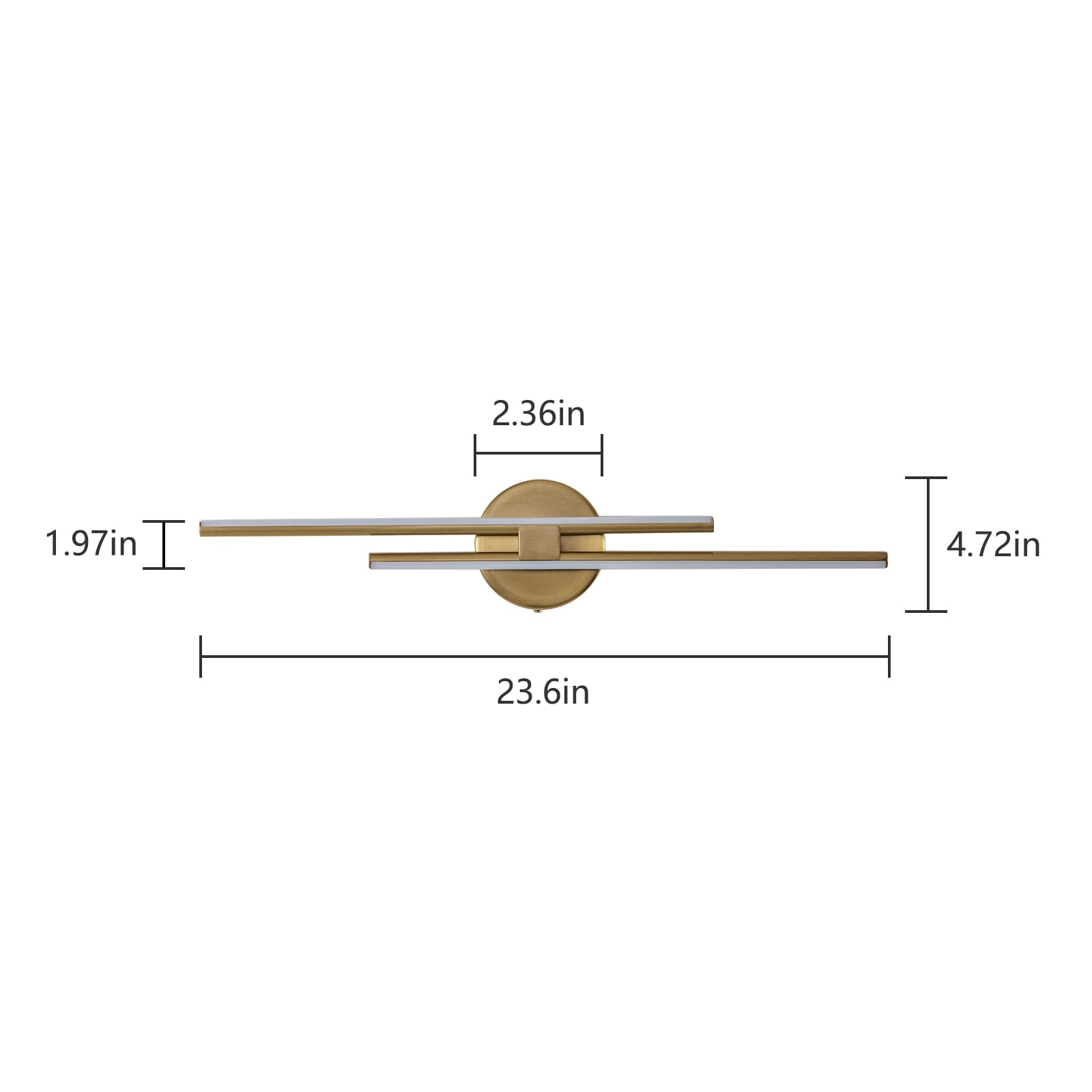 Applique murale linéaire minimaliste en métal à 2 ampoules à LED et intensité variable