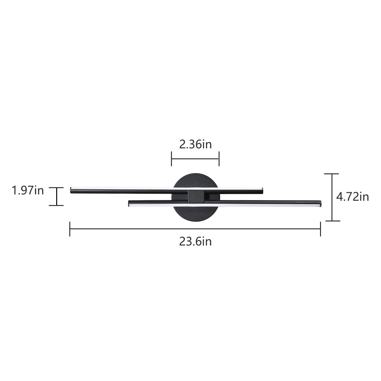 Applique murale linéaire minimaliste en métal à 2 ampoules à LED et intensité variable