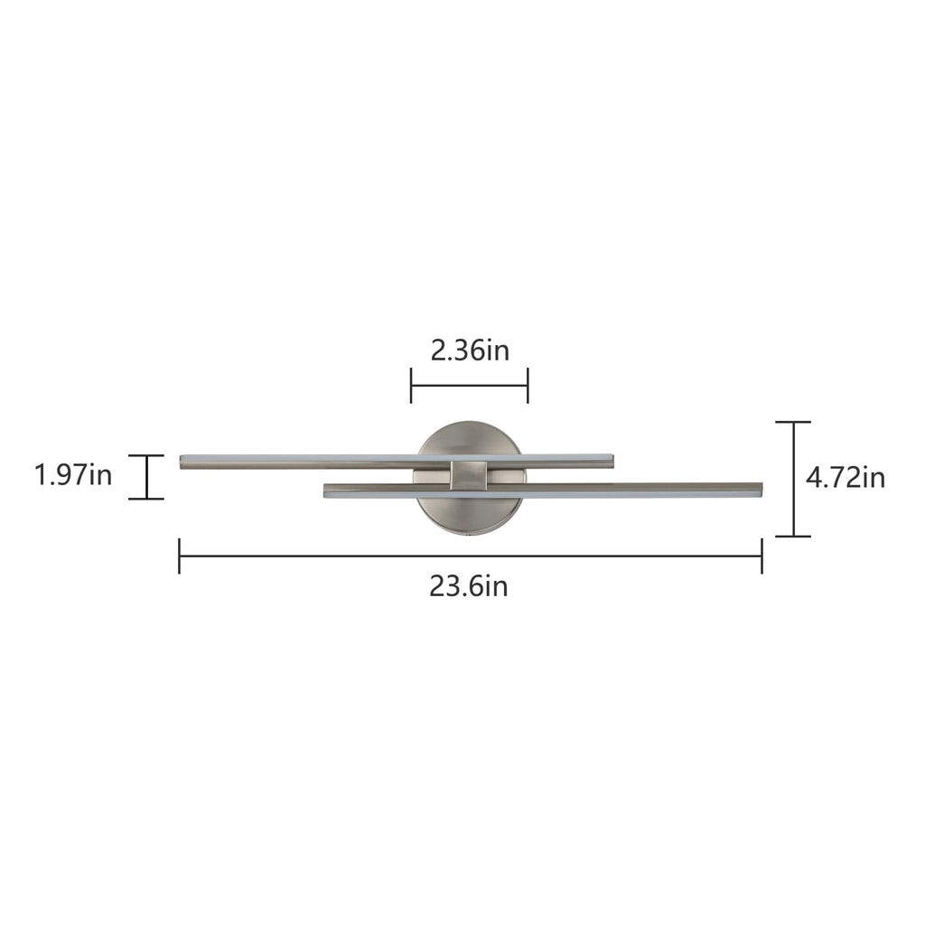 Applique murale linéaire minimaliste en métal à 2 ampoules à LED et intensité variable