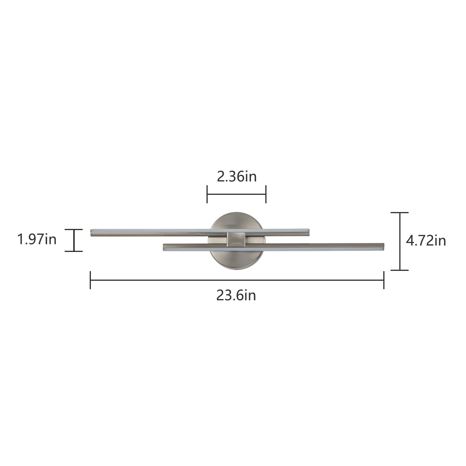 Applique murale linéaire minimaliste en métal à 2 ampoules à LED et intensité variable