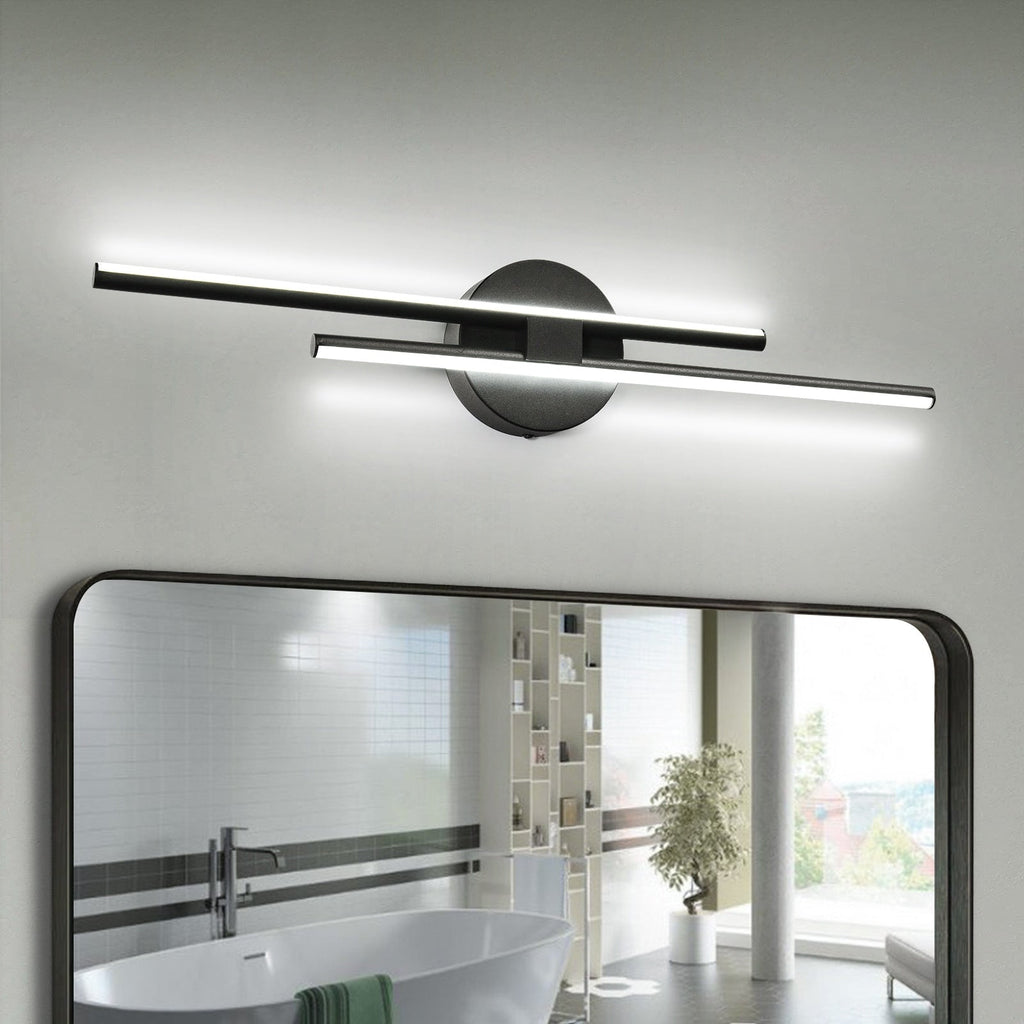 Applique murale linéaire minimaliste en métal à 2 ampoules à LED et intensité variable