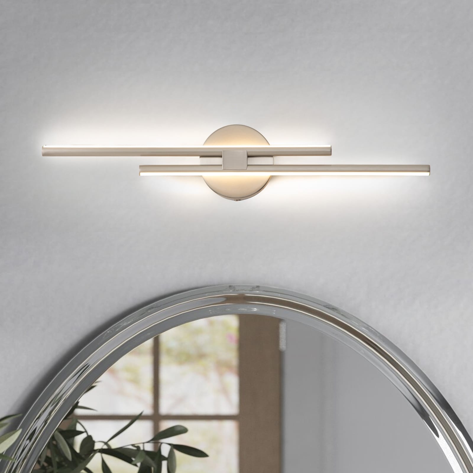 Applique murale linéaire minimaliste en métal à 2 ampoules à LED et intensité variable