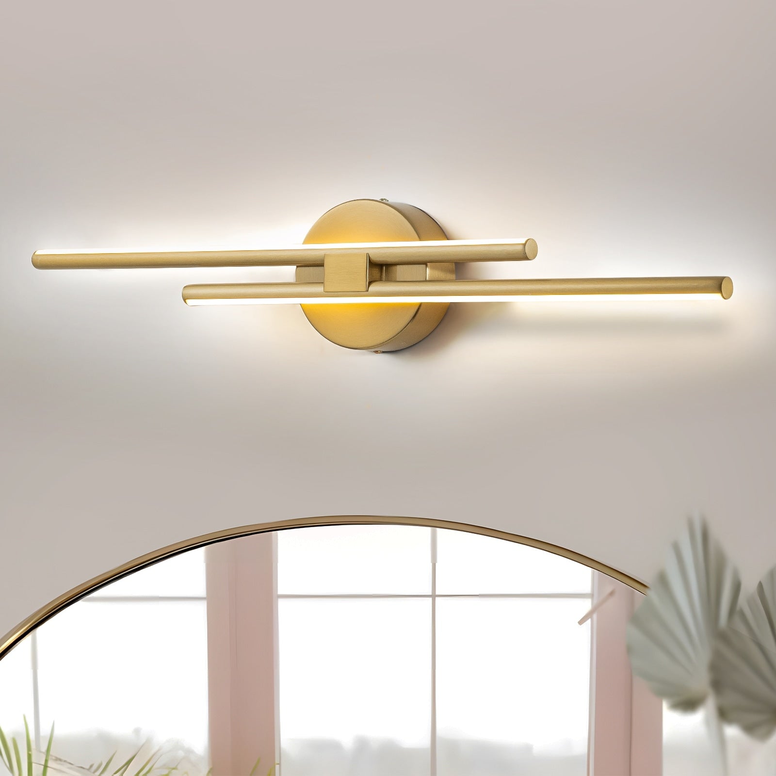 Applique murale linéaire minimaliste en métal à 2 ampoules à LED et intensité variable