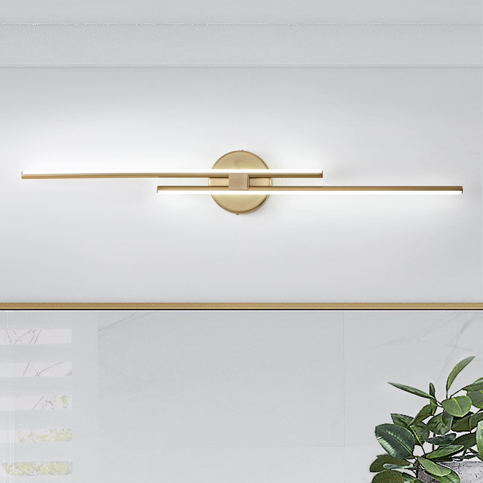 Applique murale linéaire minimaliste en métal à 2 ampoules à LED et intensité variable