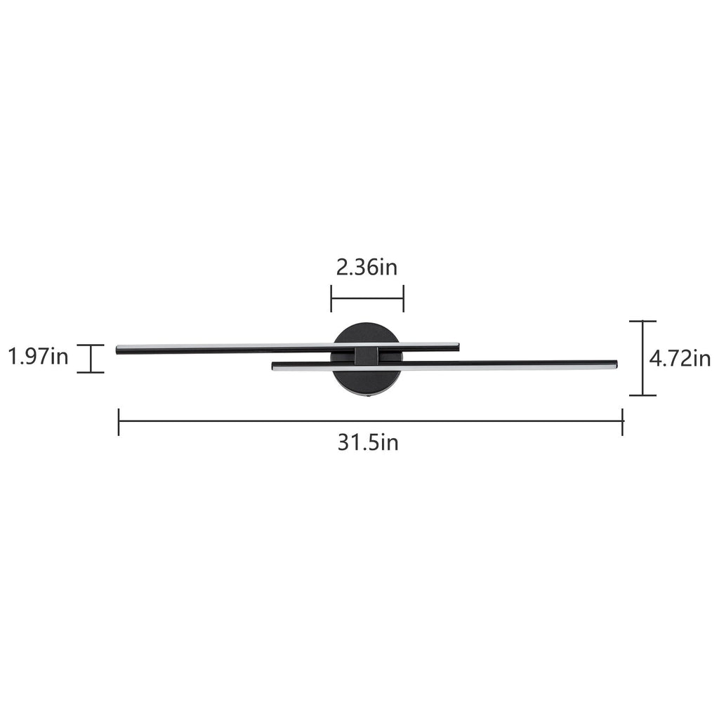 Applique murale linéaire minimaliste en métal à 2 ampoules à LED et intensité variable