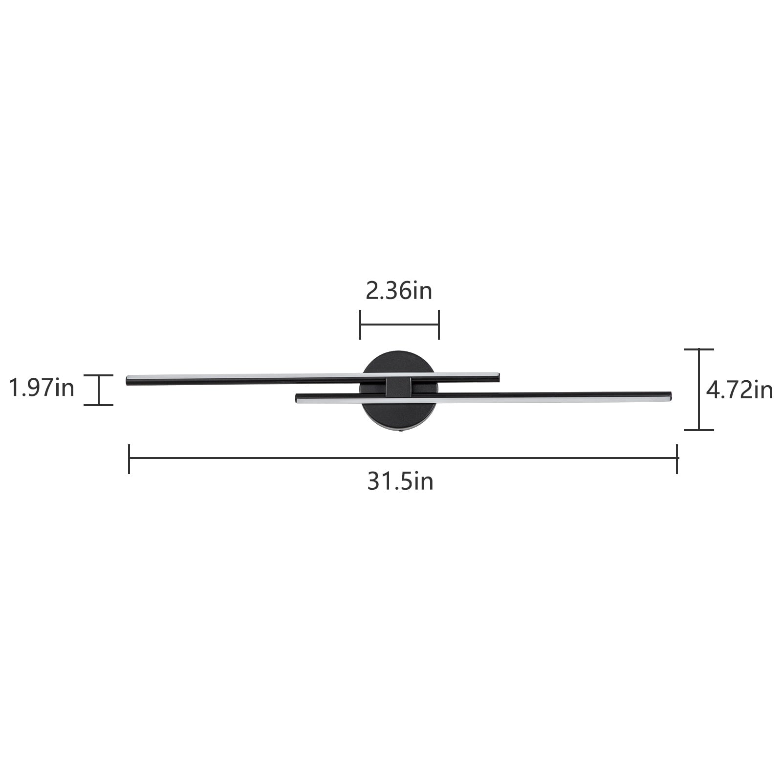 Applique murale linéaire minimaliste en métal à 2 ampoules à LED et intensité variable