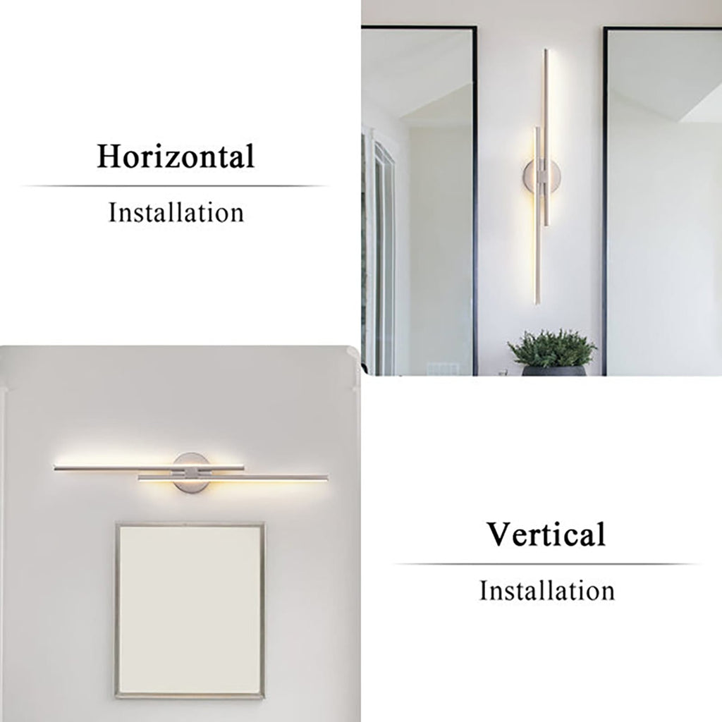 Applique murale linéaire minimaliste en métal à 2 ampoules à LED et intensité variable