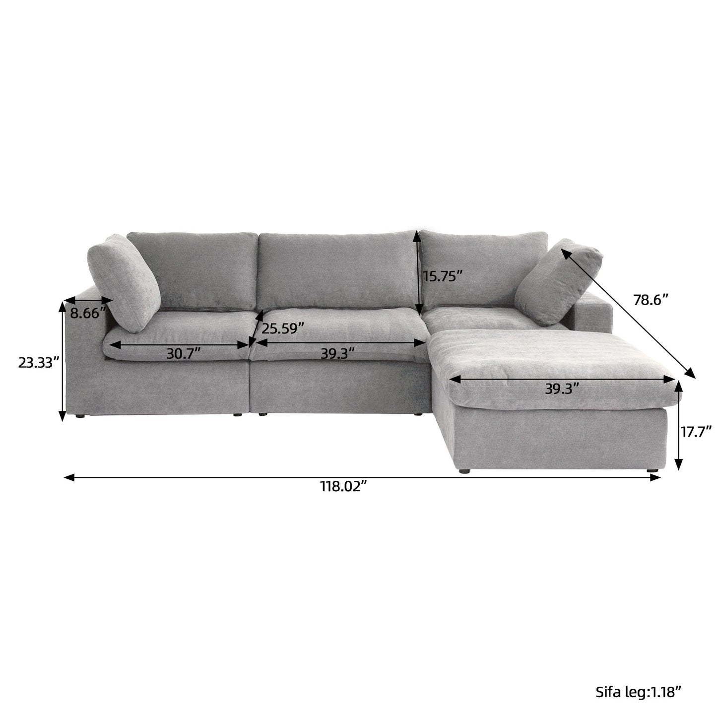 Canapé modulaire sectionnel minimaliste moderne rembourré en duvet, canapé Cloud.