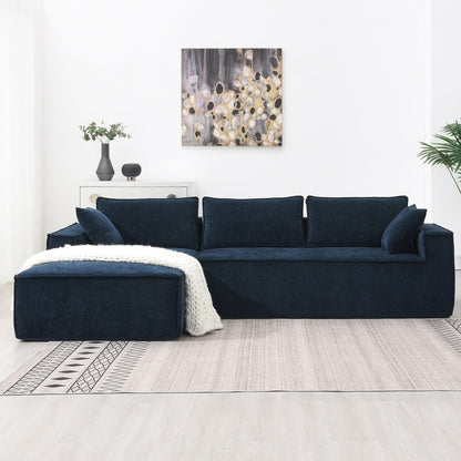 Canapé modulaire de style minimaliste, ensemble de canapés en chenille infroissable, canapé compressé en forme de L pour le salon