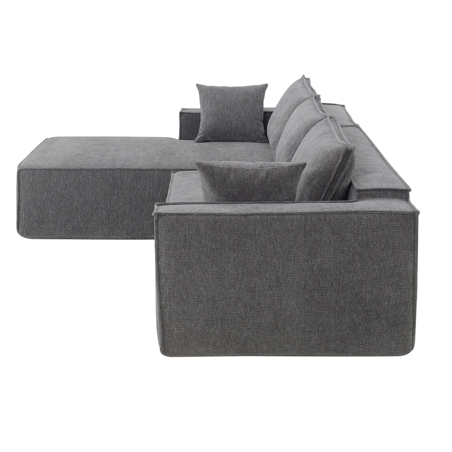 Canapé modulaire de style minimaliste, ensemble de canapés en chenille infroissable, canapé compressé en forme de L pour le salon