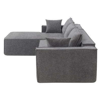 Canapé modulaire de style minimaliste, ensemble de canapés en chenille infroissable, canapé compressé en forme de L pour le salon