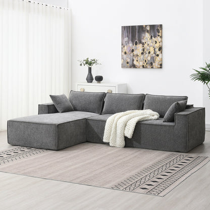 Canapé modulaire de style minimaliste, ensemble de canapés en chenille infroissable, canapé compressé en forme de L pour le salon