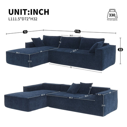 Canapé modulaire de style minimaliste, ensemble de canapés en chenille infroissable, canapé compressé en forme de L pour le salon