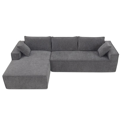 Canapé modulaire de style minimaliste, ensemble de canapés en chenille infroissable, canapé compressé en forme de L pour le salon