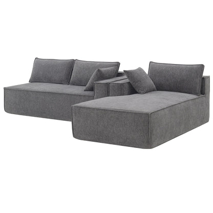 Canapé modulaire de style minimaliste, ensemble de canapés en chenille infroissable, canapé compressé en forme de L pour le salon