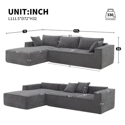 Canapé modulaire de style minimaliste, ensemble de canapés en chenille infroissable, canapé compressé en forme de L pour le salon