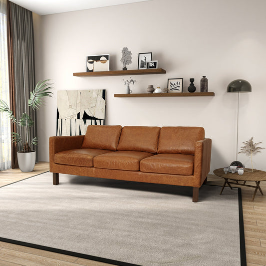 Canapé Mira en cuir véritable confortable et moderne du milieu du siècle