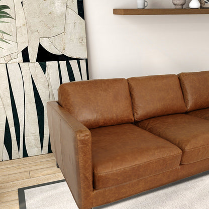 Canapé Mira en cuir véritable confortable et moderne du milieu du siècle