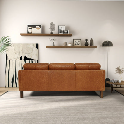 Canapé Mira en cuir véritable confortable et moderne du milieu du siècle