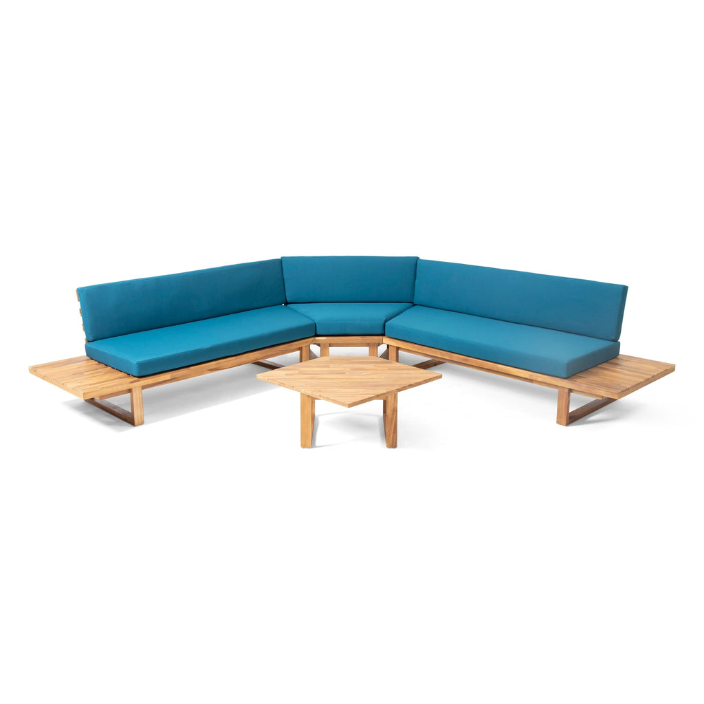 Ensemble de canapés sectionnels Mirabelle 4 pièces en acacia par Christopher Knight Home
