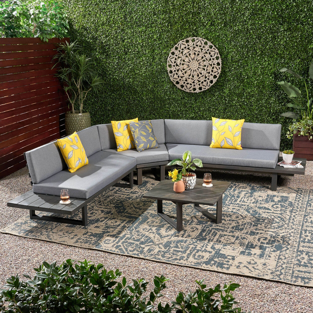 Ensemble de canapés sectionnels Mirabelle 4 pièces en acacia par Christopher Knight Home