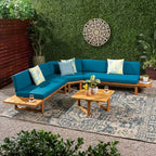 Ensemble de canapés sectionnels Mirabelle 4 pièces en acacia par Christopher Knight Home
