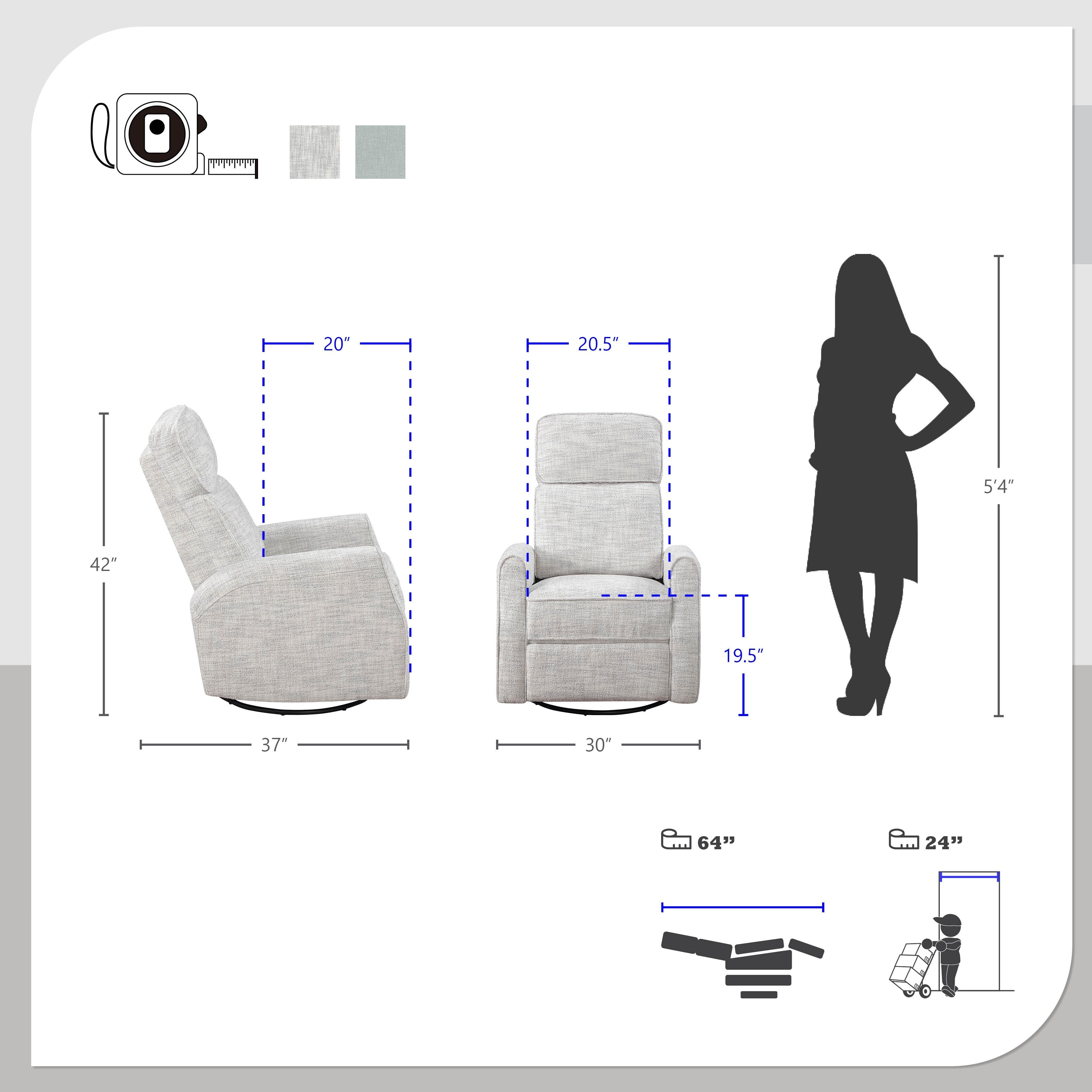 Fauteuil inclinable manuel pivotant en tissu Miralina