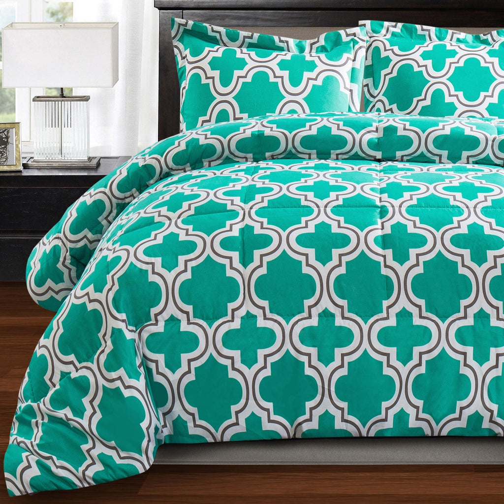Ensemble de couettes toutes saisons en duvet alternatif de qualité supérieure à motif treillis