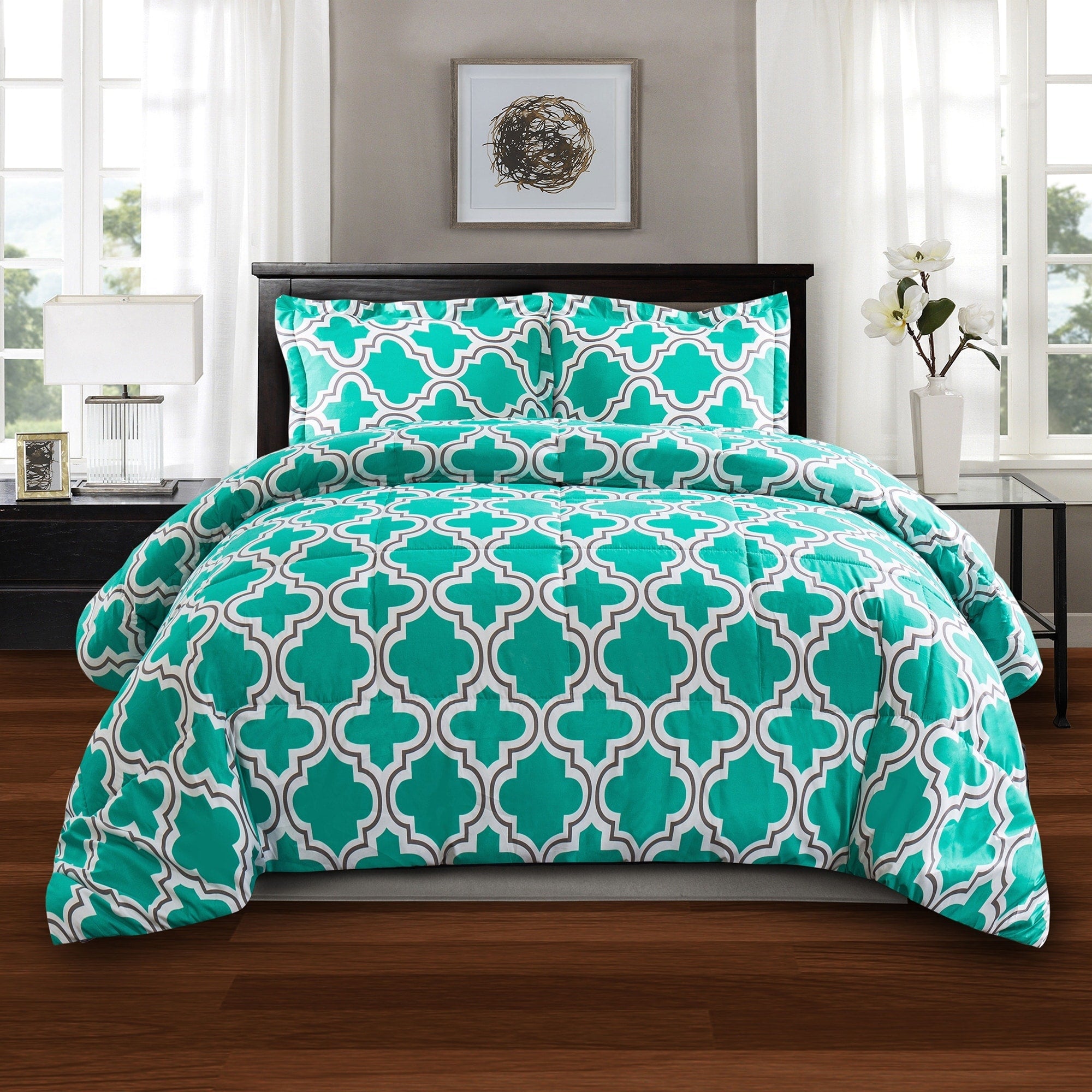 Ensemble de couettes toutes saisons en duvet alternatif de qualité supérieure à motif treillis