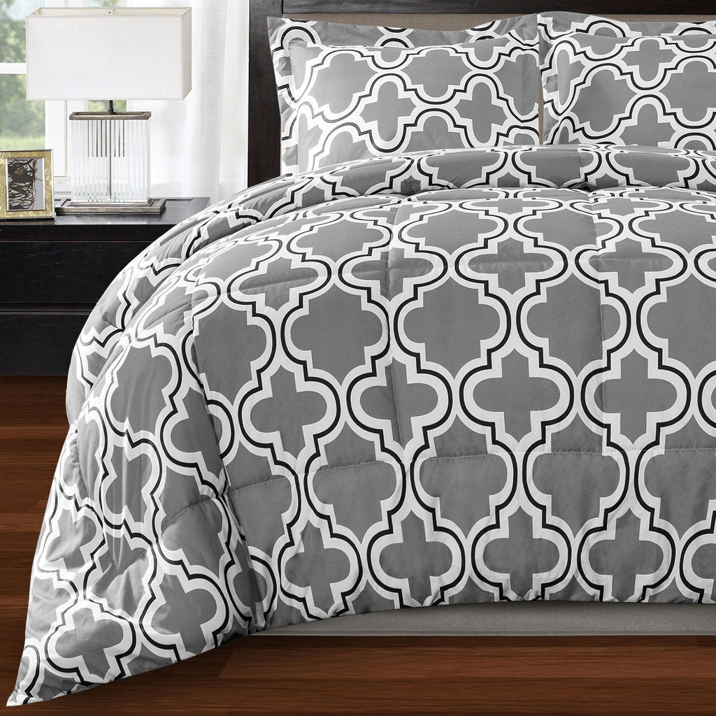 Ensemble de couettes toutes saisons en duvet alternatif de qualité supérieure à motif treillis