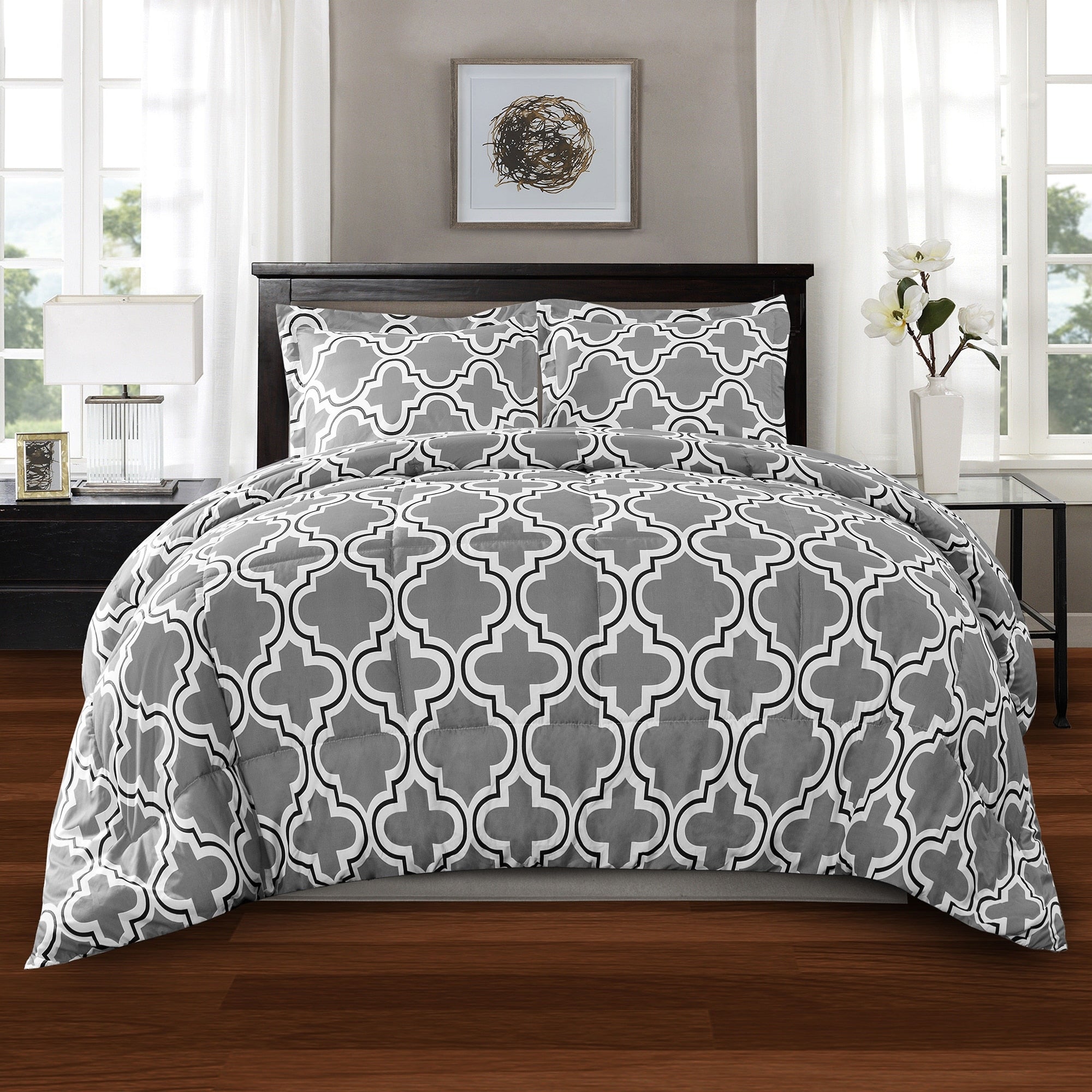 Ensemble de couettes toutes saisons en duvet alternatif de qualité supérieure à motif treillis