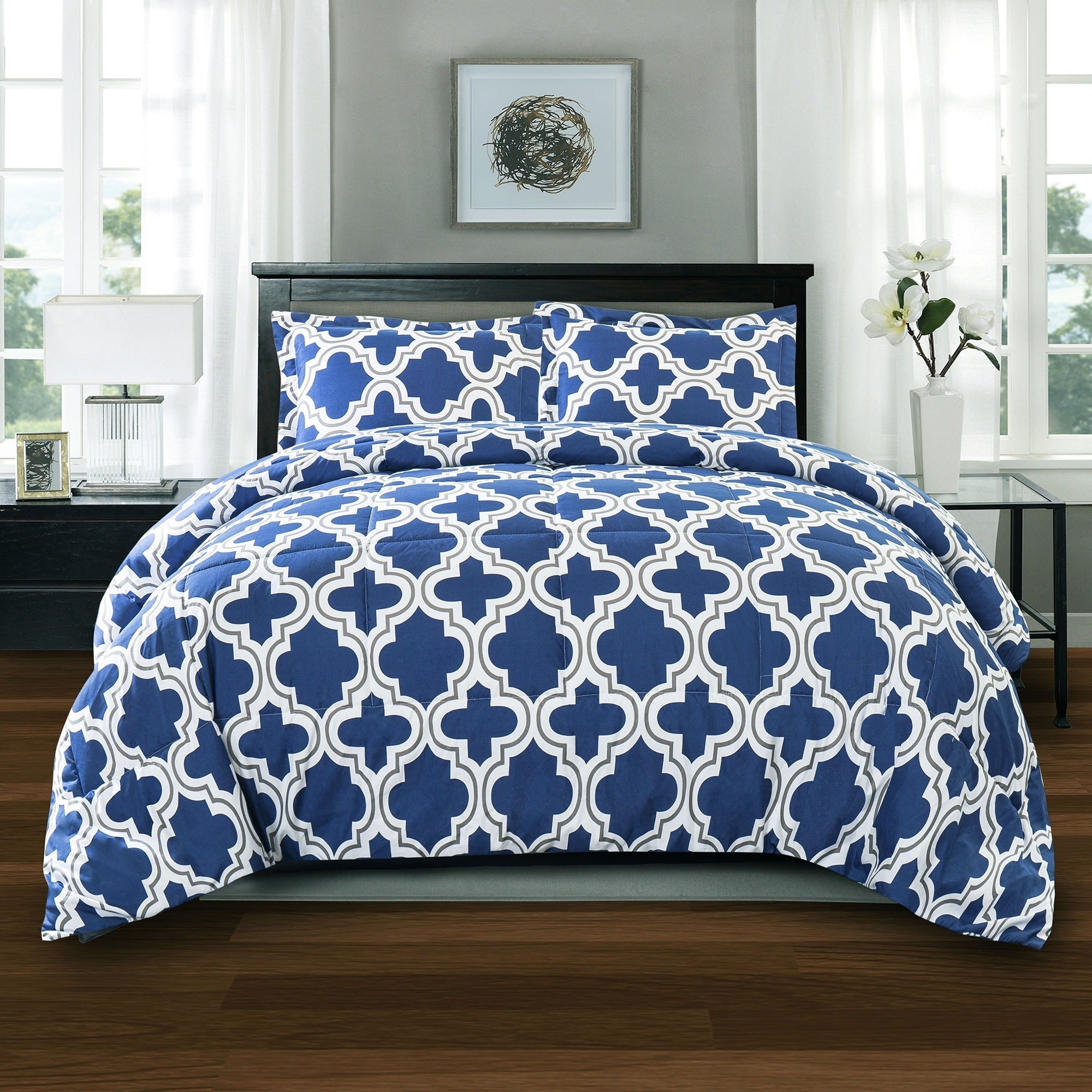 Ensemble de couettes toutes saisons en duvet alternatif de qualité supérieure à motif treillis